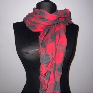 Red and Gray Checkered Scarf